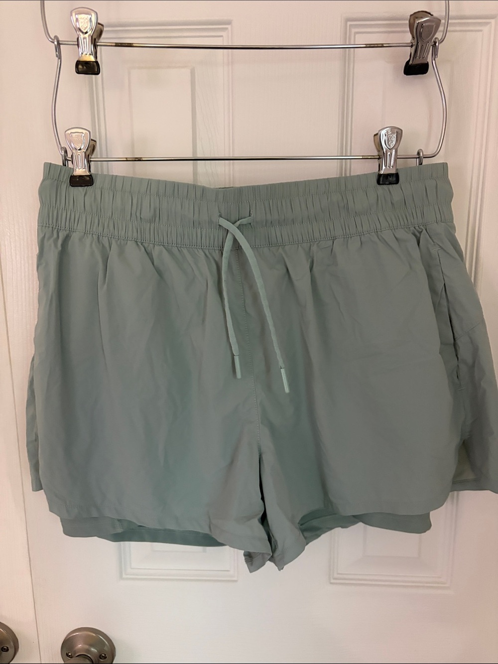 Lightweight Sage Green Athletic Shorts with Elastic Waist
